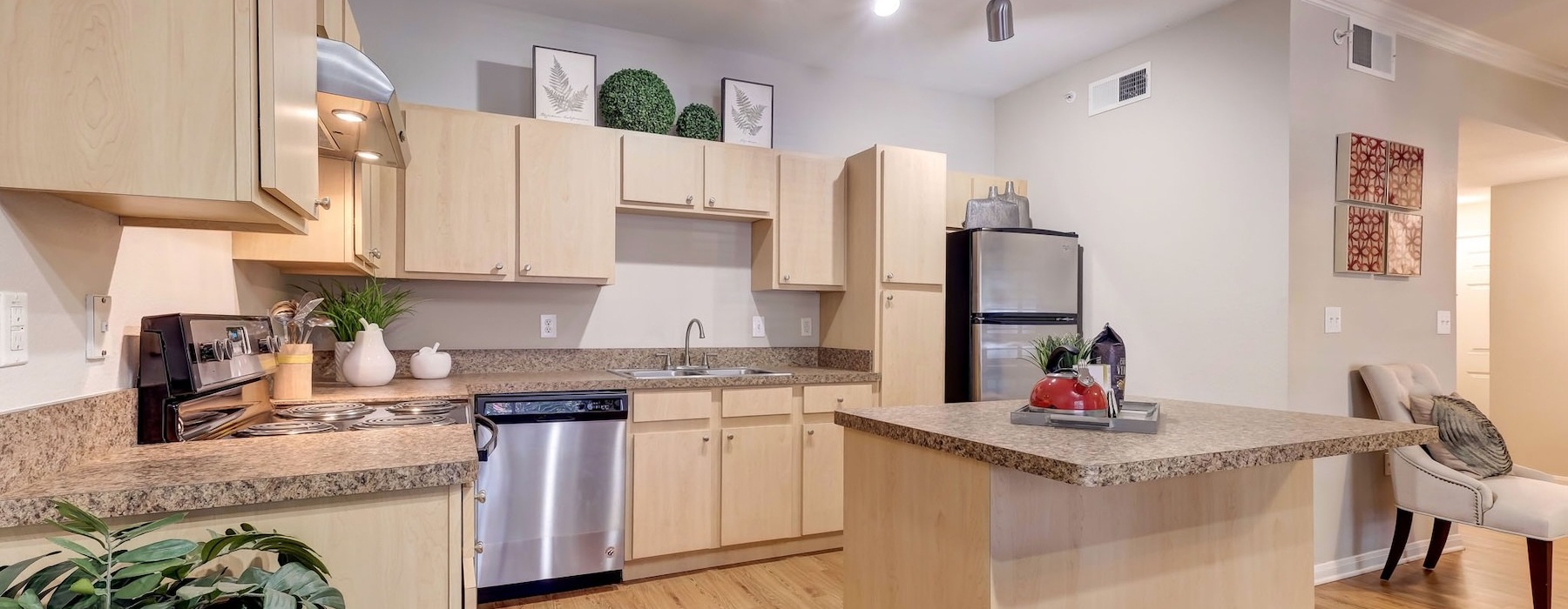 Open space living area with natural lighting