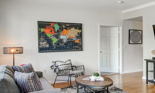 Open space living area with natural lighting