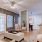 a living room with a fan